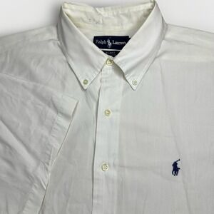 Vintage Polo Ralph Lauren Shirt Mens Large White Blake Short Sleeve Cotton Pony